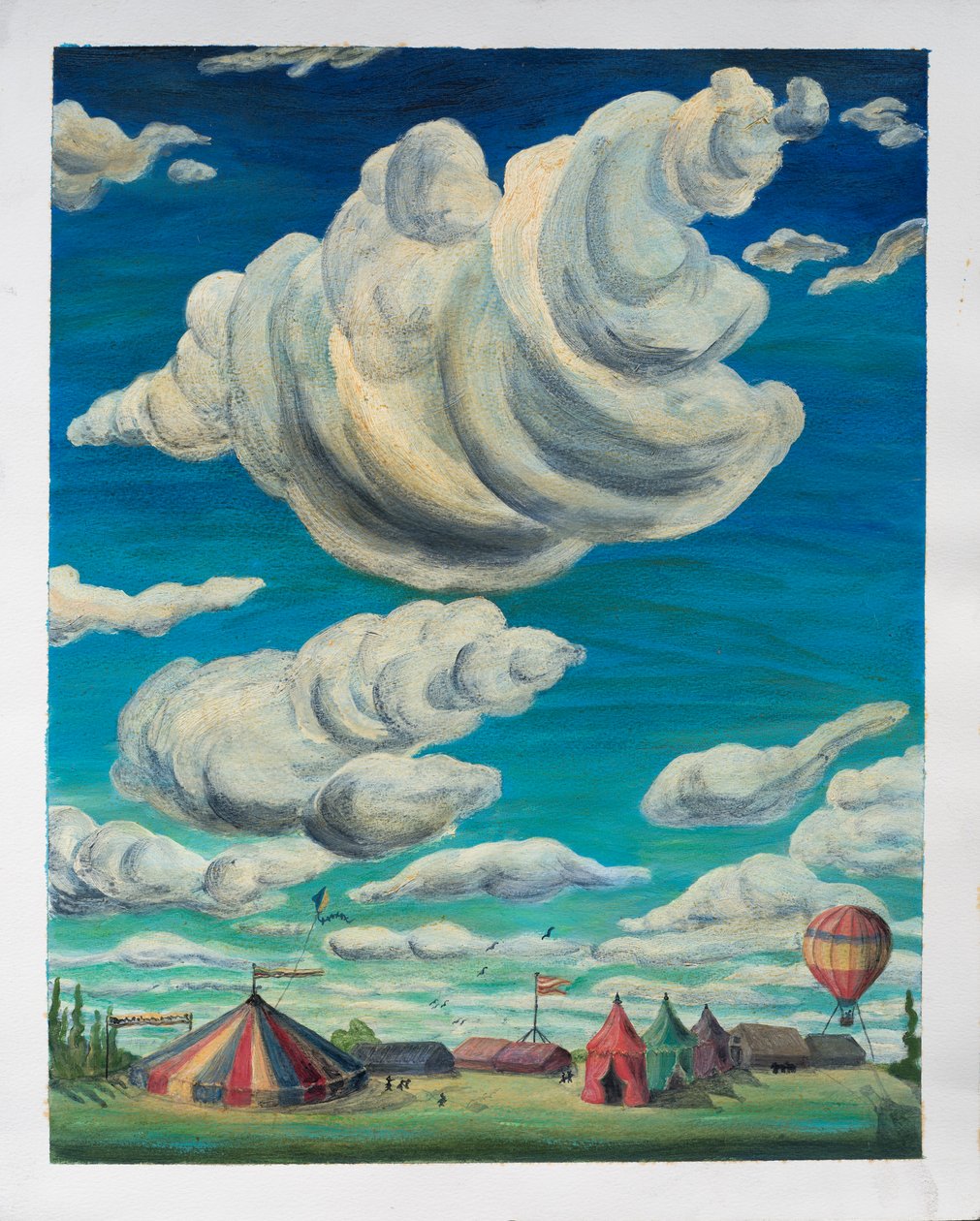 Nagy felhők a cirkuszi sátrak felett, 1992 (olaj, papír) alkotó: Carolyn Hubbard Ford