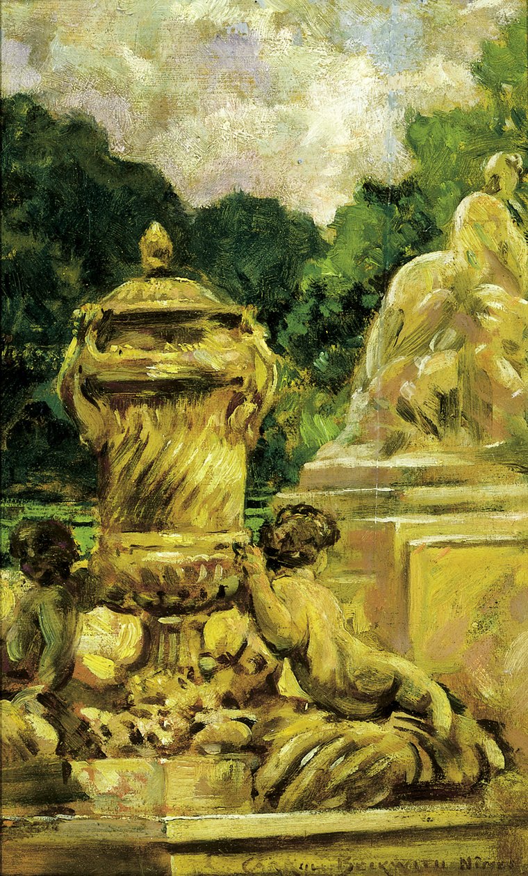 Szökőkút Kert Nimes-ben, Franciaországban, 1911. alkotó: Carroll Beckwith