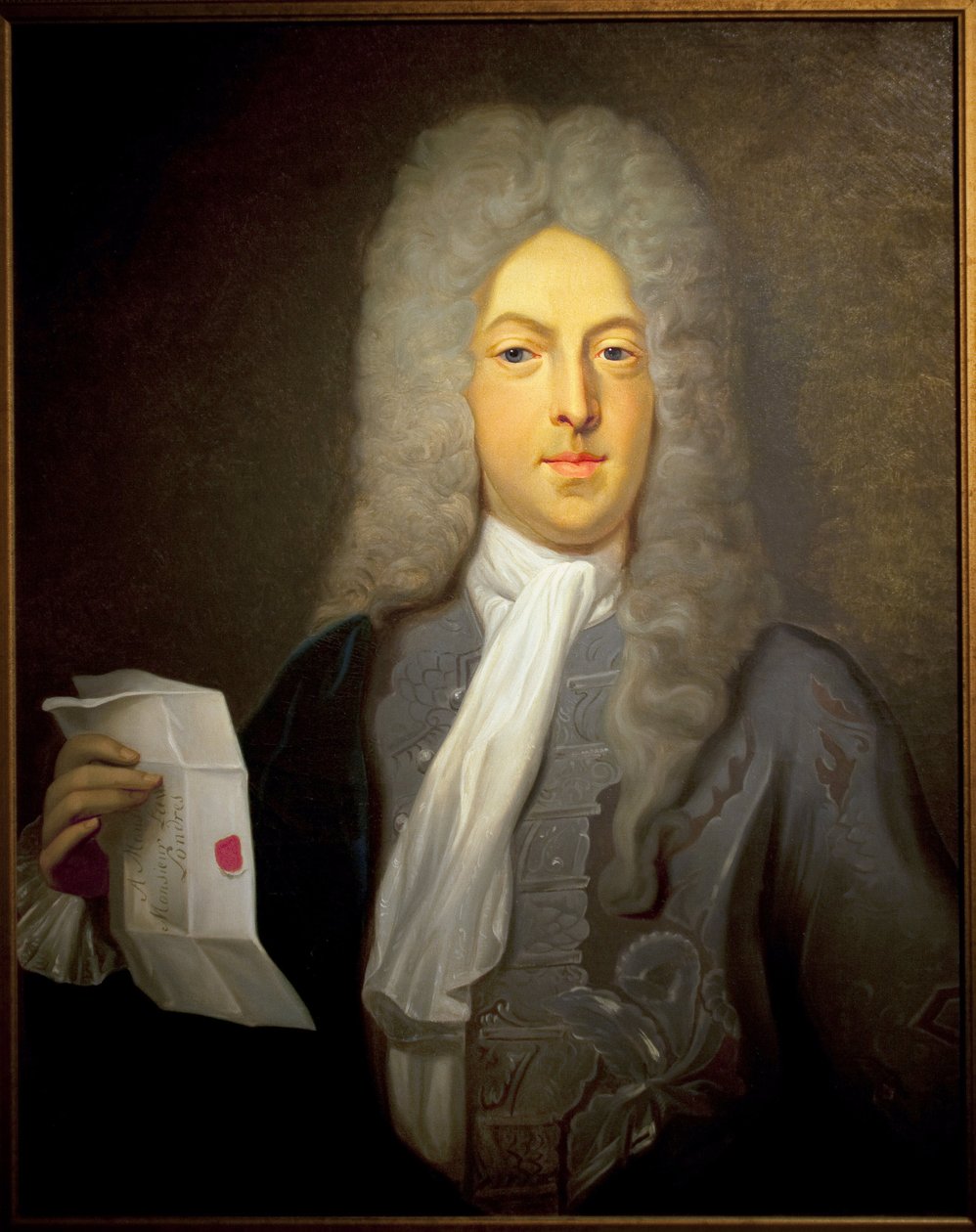 John Law (1671-1729), skót pénzember és pénzügyi ellenőr, Franciaországban, az 1720-as csődért felelős portréja. Balthazar Kázmér (1811-1875) festménye, Olaj, vászon alkotó: Casimir de Balthasar