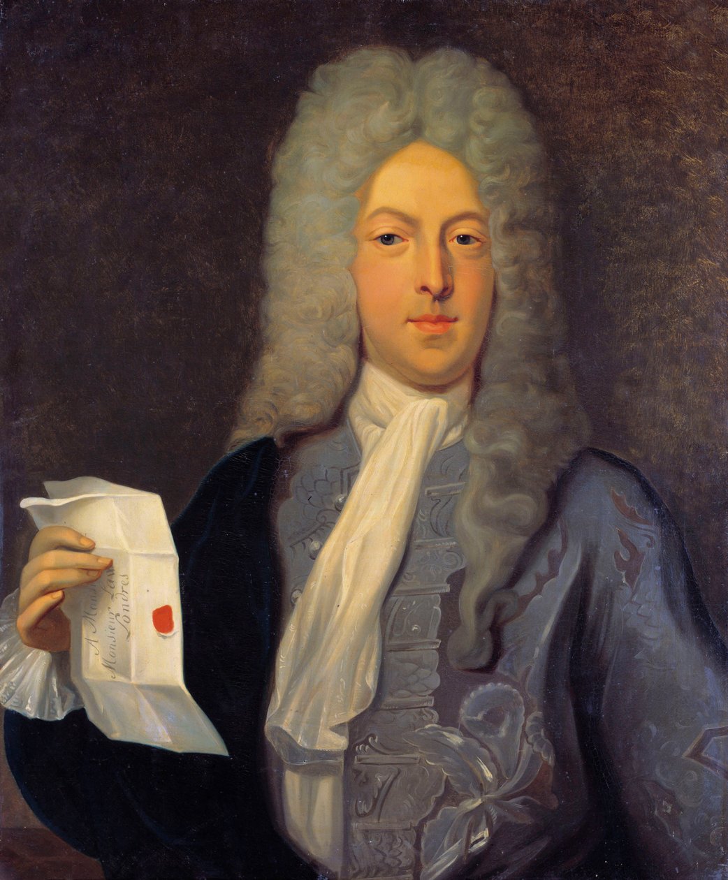 John Law (1671–1729) portréja, a skót pénzügyi pénzügyi ellenőr, aki 1720-ban csődöt okozott (A Quincampoix Street eseménye). Balthasar Kázmér (1811-1875) festménye alkotó: Casimir de Balthasar