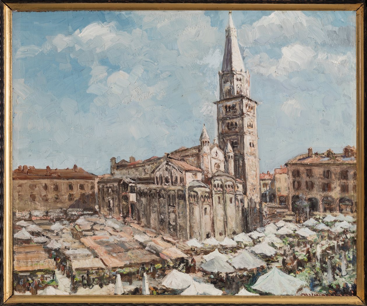 Piazza Grande Modenában (olaj a panelen) alkotó: Casimiro Jodi