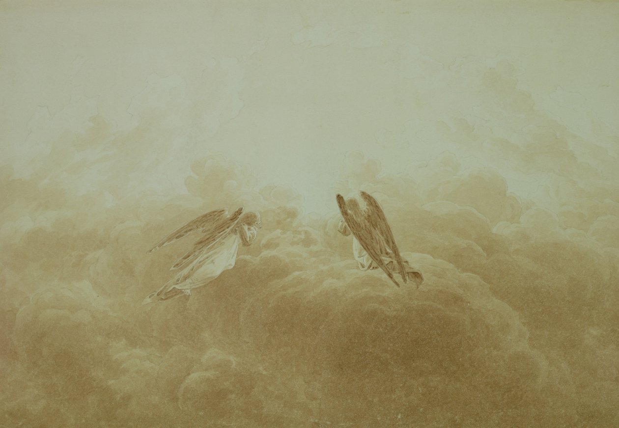 Angyal az imában, 1826–1834 (szépia ceruza fölött, papíron) alkotó: Caspar David Friedrich