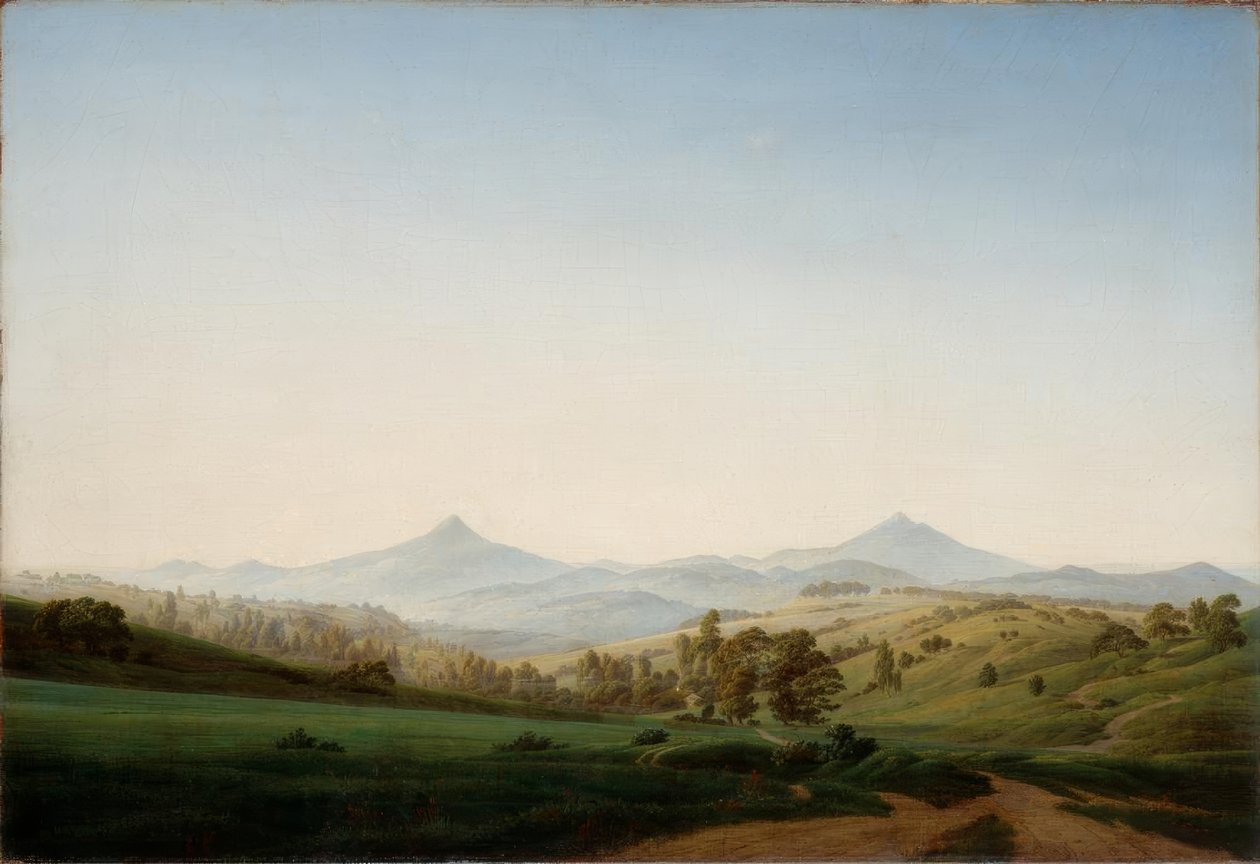 Cseh táj a Milleschauerrel alkotó: Caspar David Friedrich