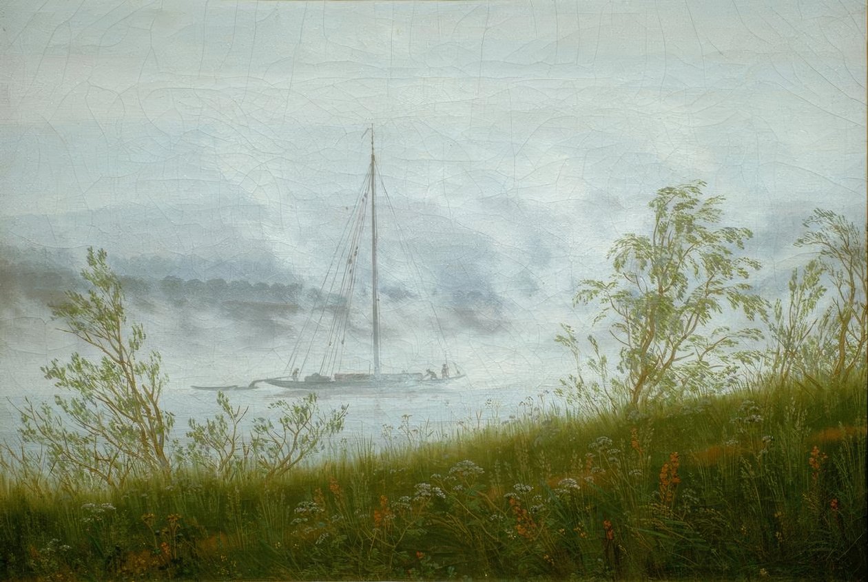 Elba hajó a kora reggeli ködben alkotó: Caspar David Friedrich
