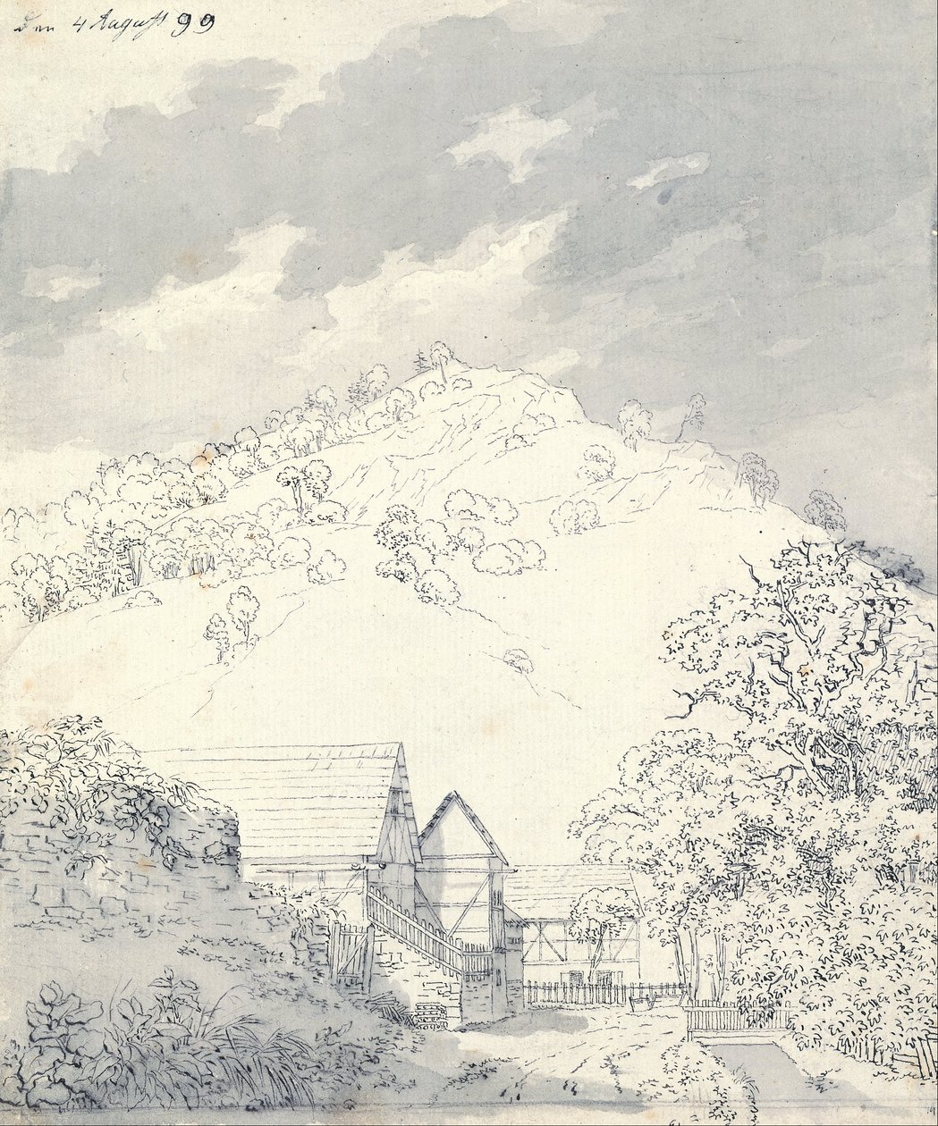 Parasztházak egy domboldalon alkotó: Caspar David Friedrich