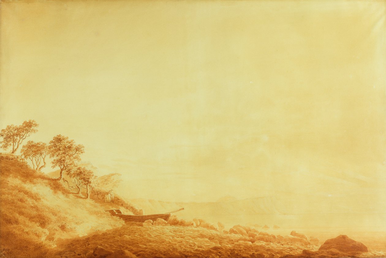 Arkona felé néz napkeltekor, 1801 (tinta papíron) alkotó: Caspar David Friedrich