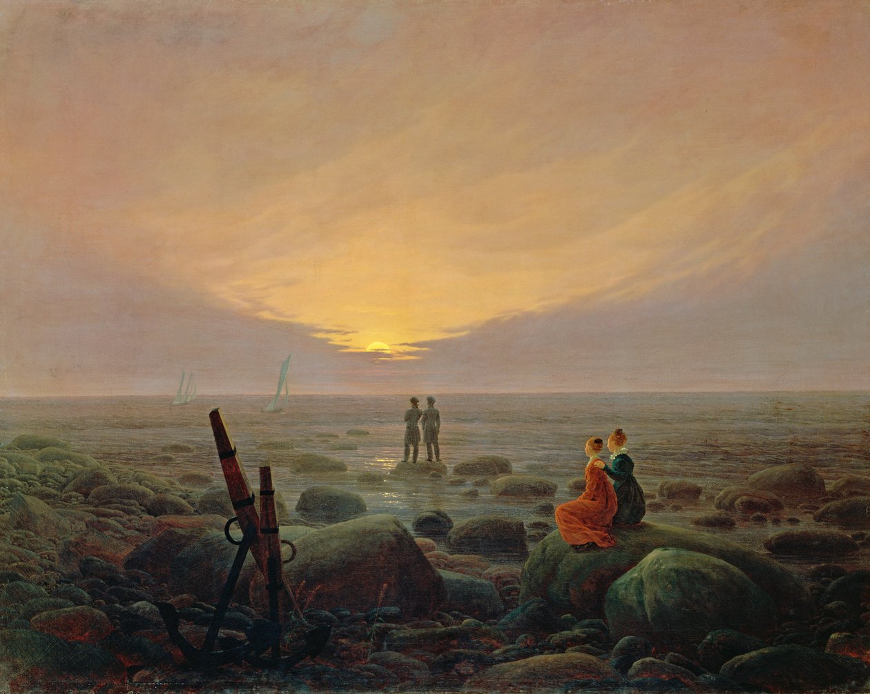 Hold emelkedik a tenger felett alkotó: Caspar David Friedrich