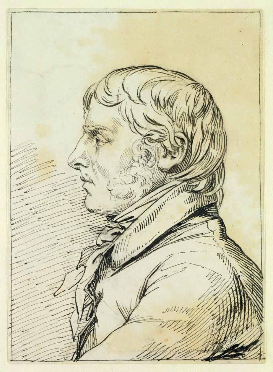 Önarckép (toll és barna tinta fekete kréta nyomai felett a papíron) alkotó: Caspar David Friedrich