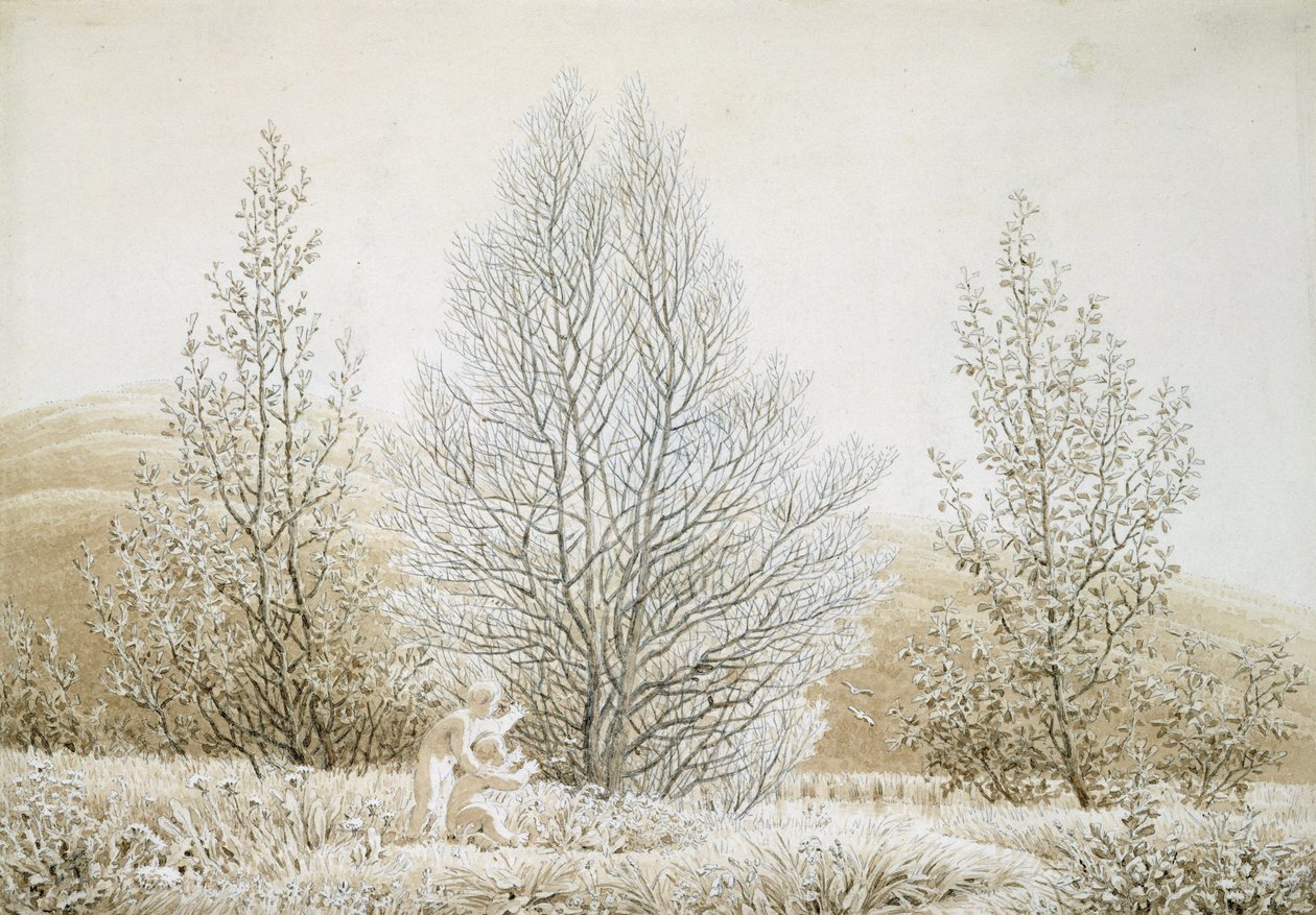 Tavasz (szépia tinta és ceruza papíron) alkotó: Caspar David Friedrich