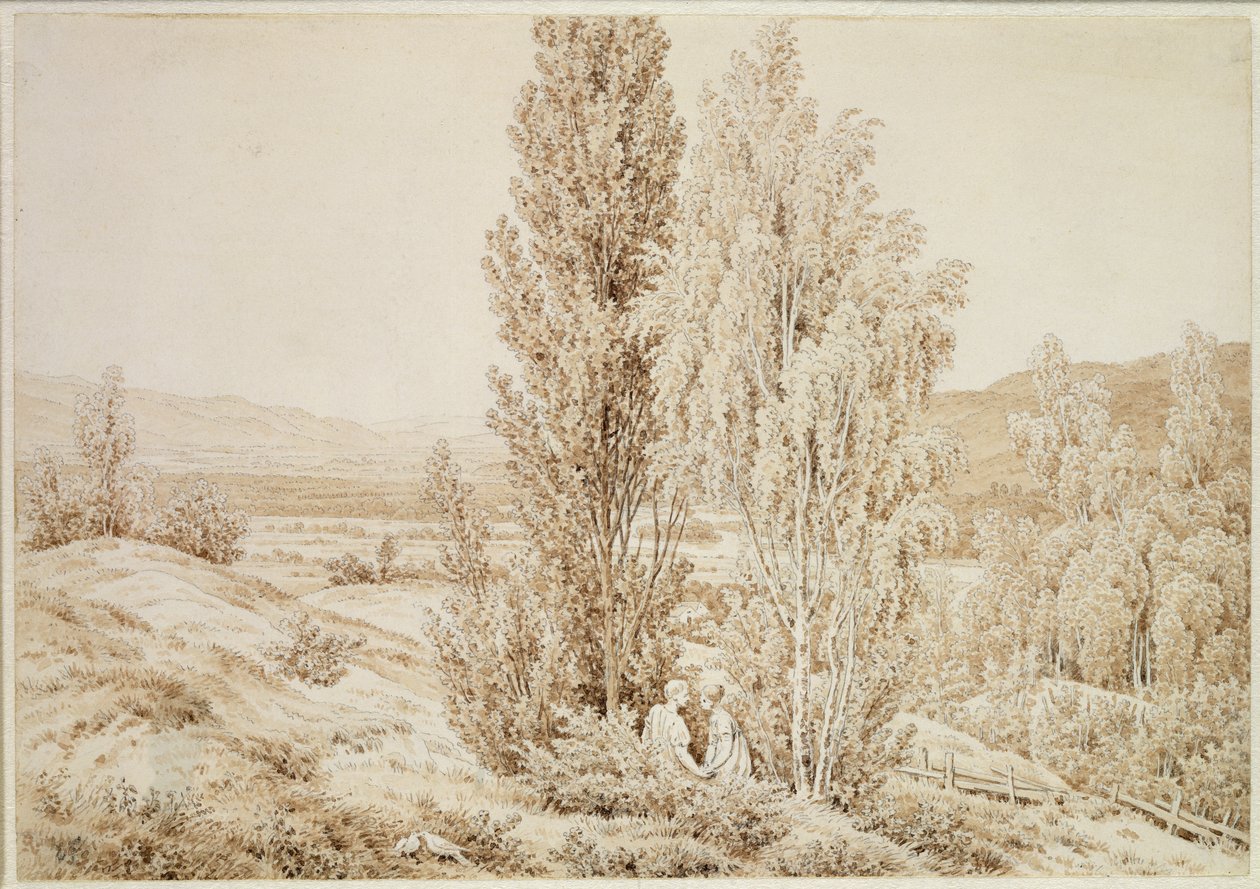 Nyár (szepia tinta és ceruza, papír) alkotó: Caspar David Friedrich