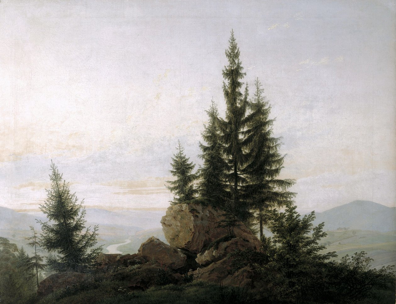 Kilátás az Elba -völgyre alkotó: Caspar David Friedrich