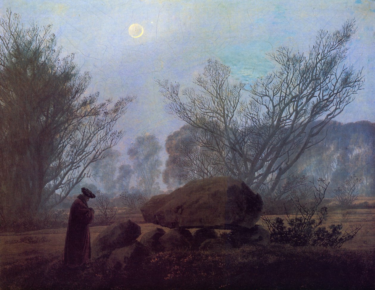 Séta alkonyatkor (Megalitot szemlélő ember) alkotó: Caspar David Friedrich