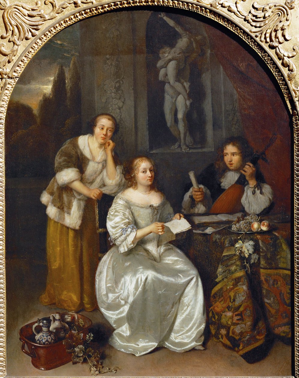 La lecon de chant - Az énekóra ... alkotó: Caspar (studio of) Netscher
