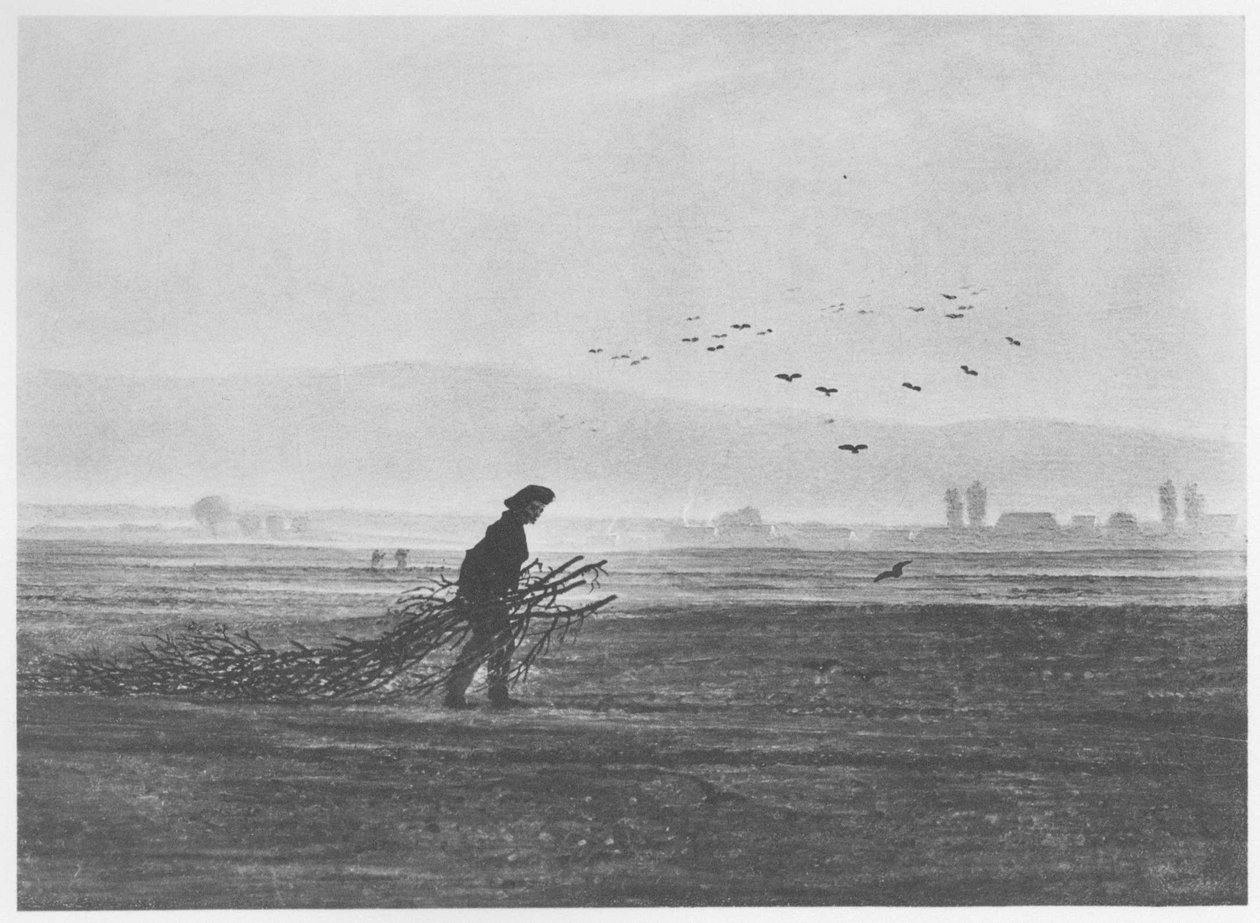 Őszi táj egy emberrel, aki fát gyűjt alkotó: Caspar David Friedrich
