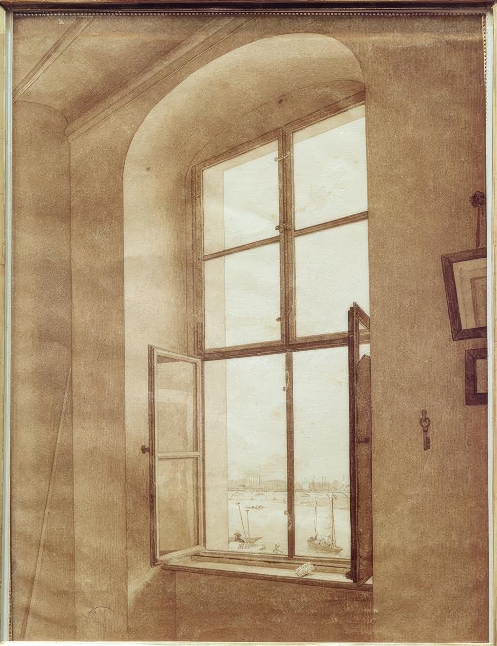 Kilátás a művész műterméből (bal oldali ablak) alkotó: Caspar David Friedrich