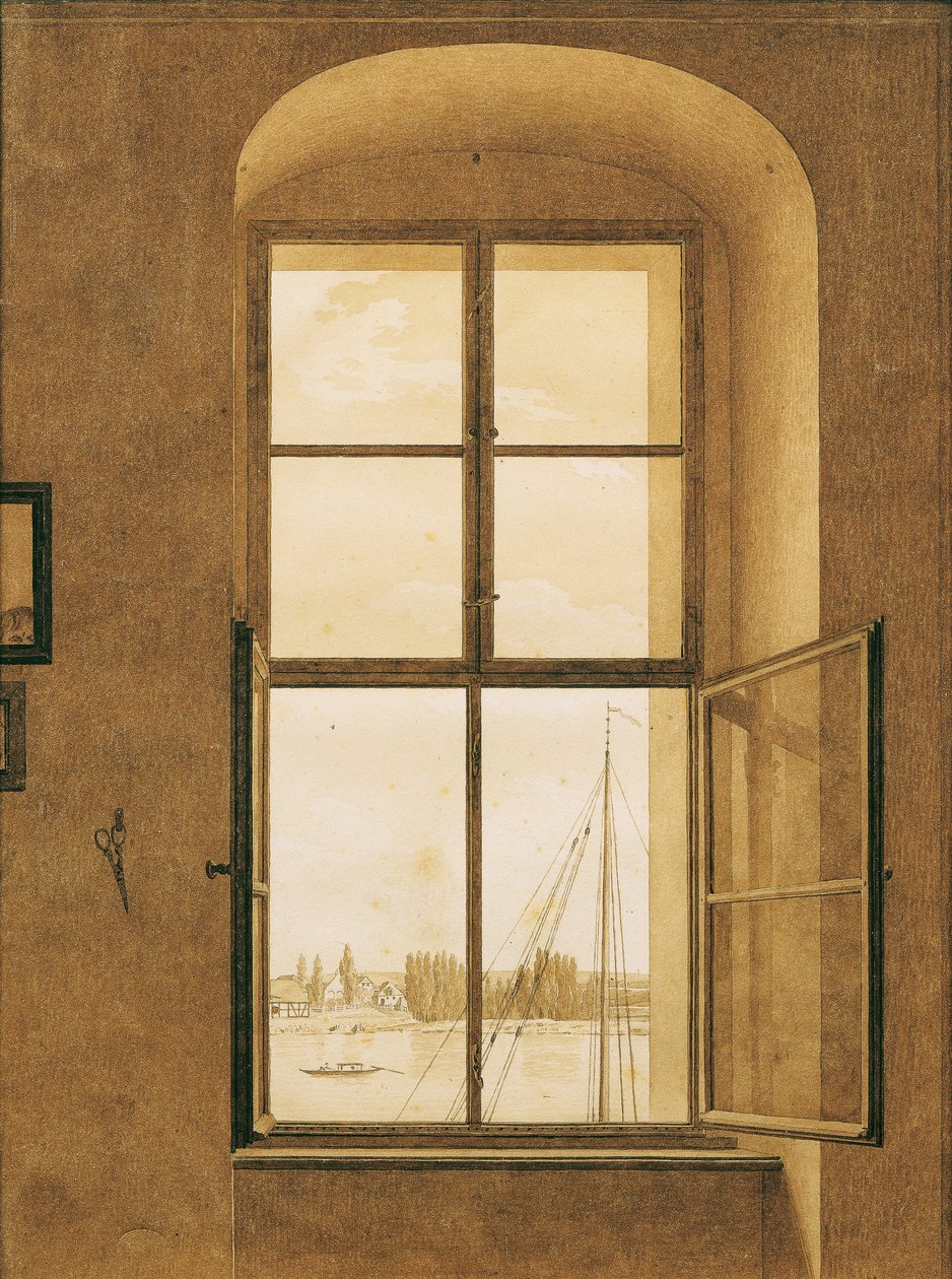 Kilátás a művész műterméből (jobb oldali ablak) alkotó: Caspar David Friedrich