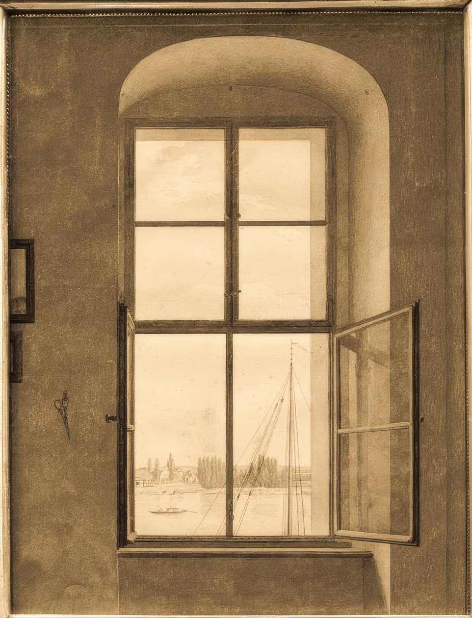 Kilátás a művész műterméből (jobb oldali ablak) alkotó: Caspar David Friedrich