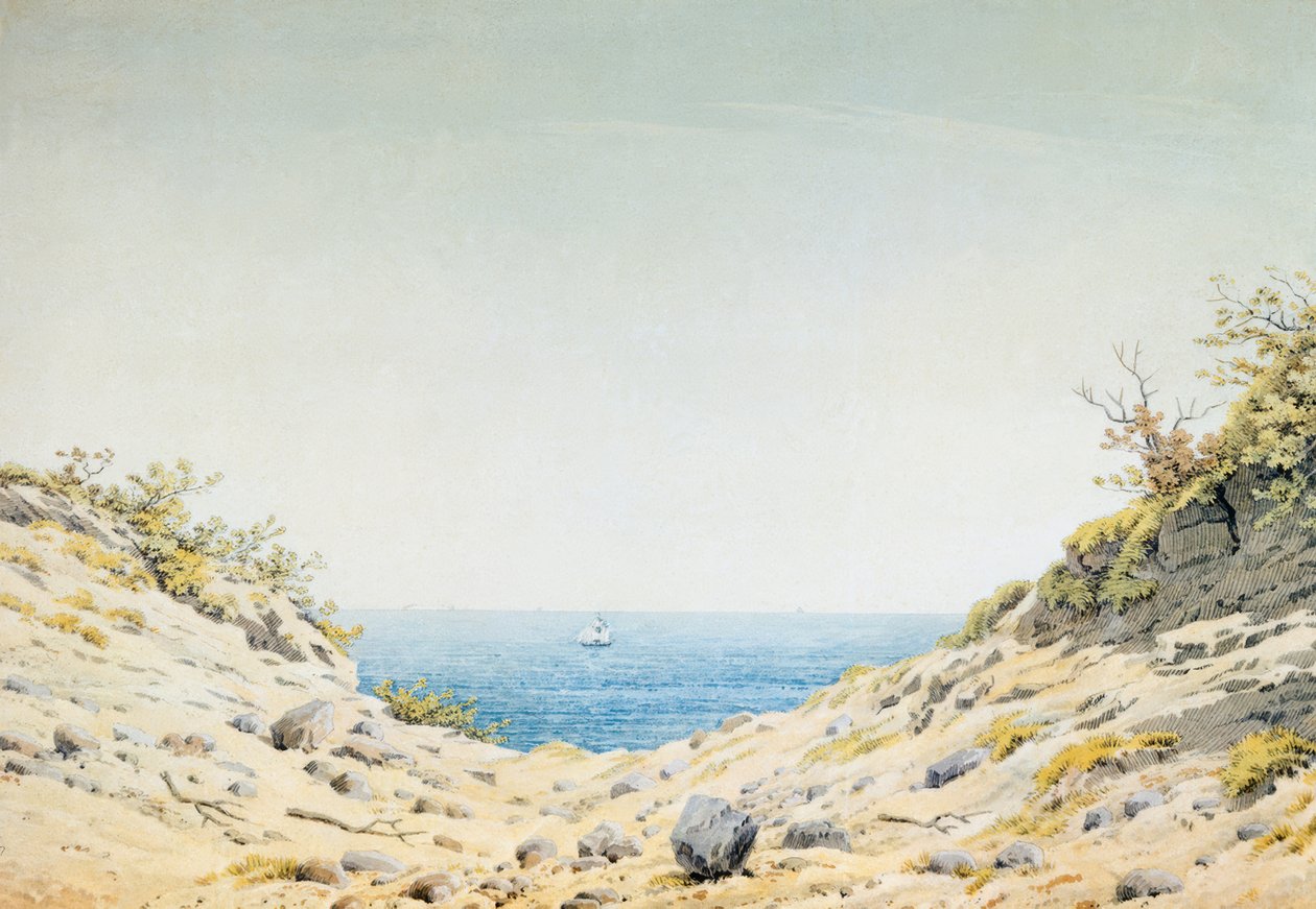 Kilátás egy mélyedésen keresztül a tenger felé alkotó: Caspar David Friedrich