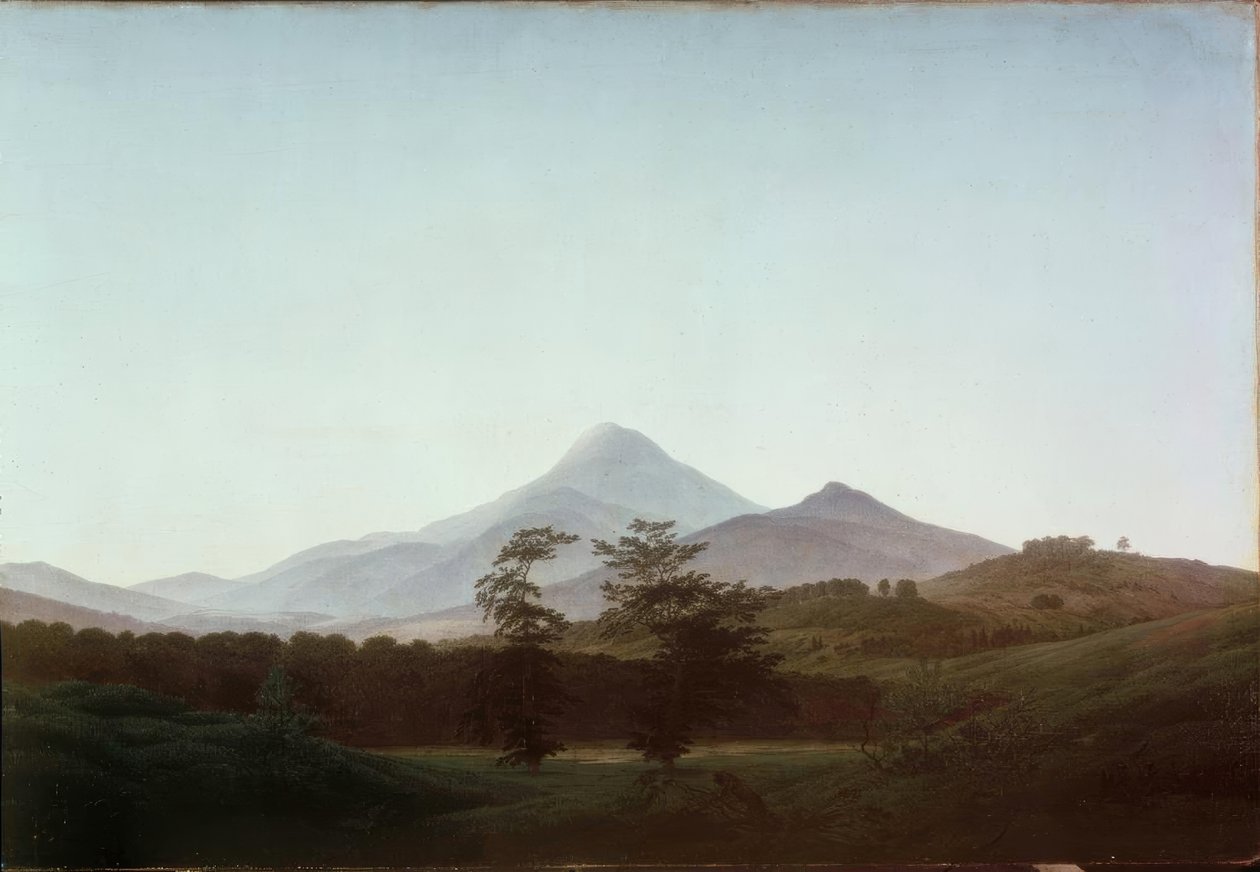 Cseh táj a nagy és kicsi Milleschau-val alkotó: Caspar David Friedrich