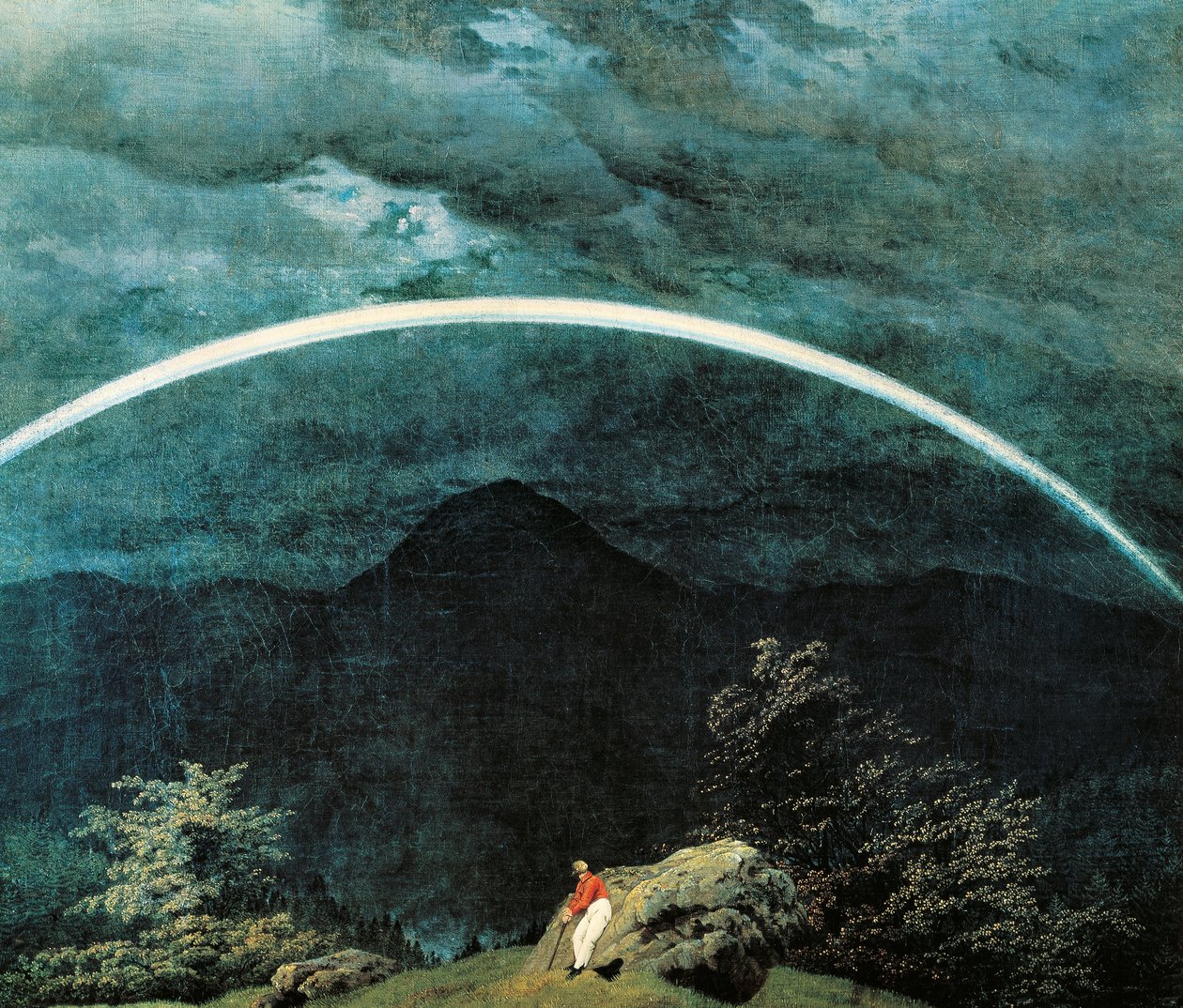 Részlet a szivárványos hegyvidéki tájról, Caspar David Friedrich (1774-1840) alkotó: Caspar David Friedrich