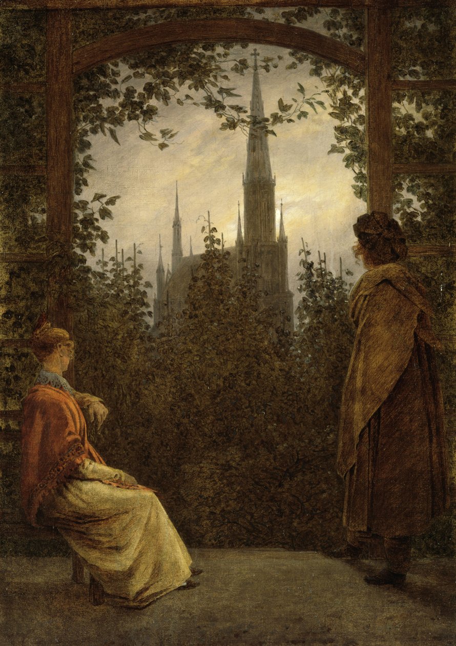Garden Bower Greifswaldban, 1818 alkotó: Caspar David Friedrich