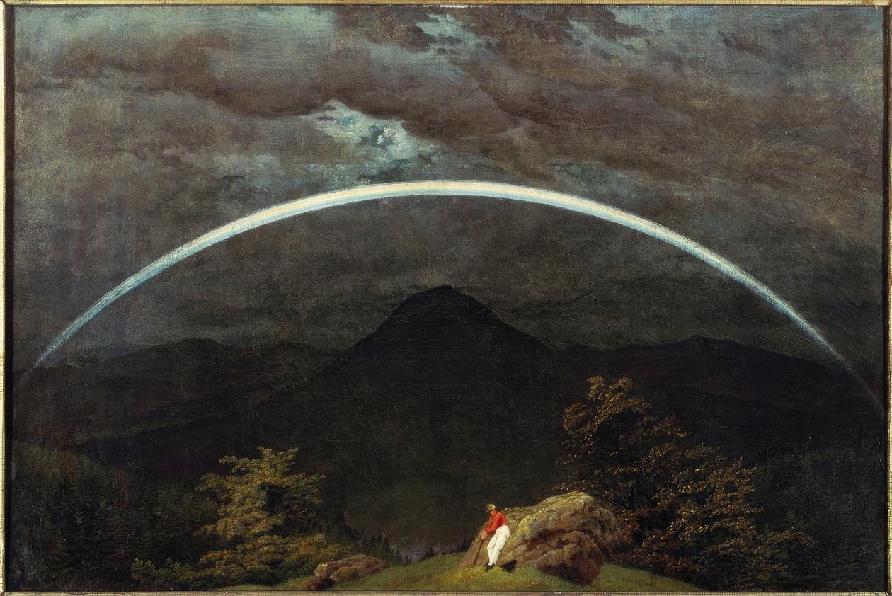 Hegyi táj szivárvány alkotó: Caspar David Friedrich