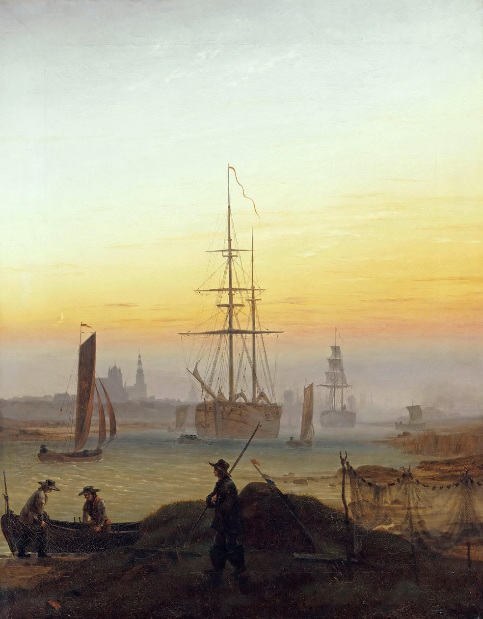 Német: Der Greifswalder Hafen Greifswald kikötője alkotó: Caspar David Friedrich