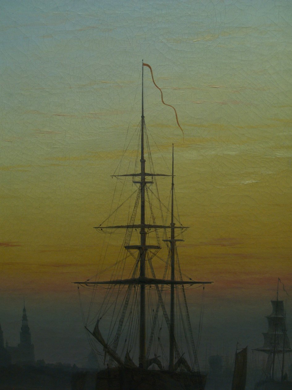 Német: Der Greifswalder Hafen Greifswald kikötője
 részlet Alternatív cím(ek): Ships in the harbour of Greifswald részlet alkotó: Caspar David Friedrich