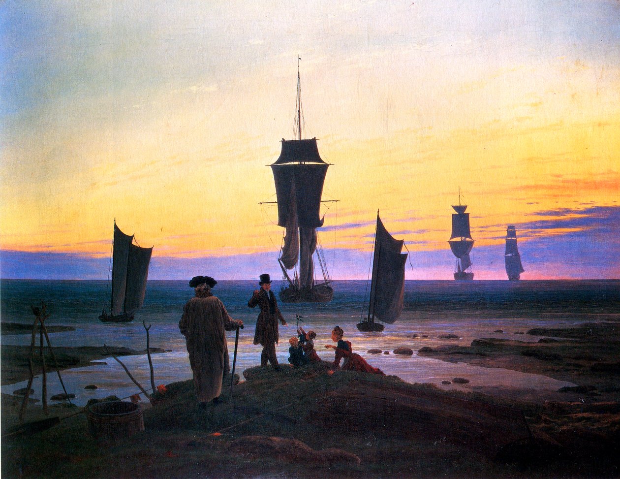 Német: Die Lebensstufen (Strandbild, Strandszene in Wiek) Az életszakaszok (Strandkép, Strandszene in Wiek) alkotó: Caspar David Friedrich