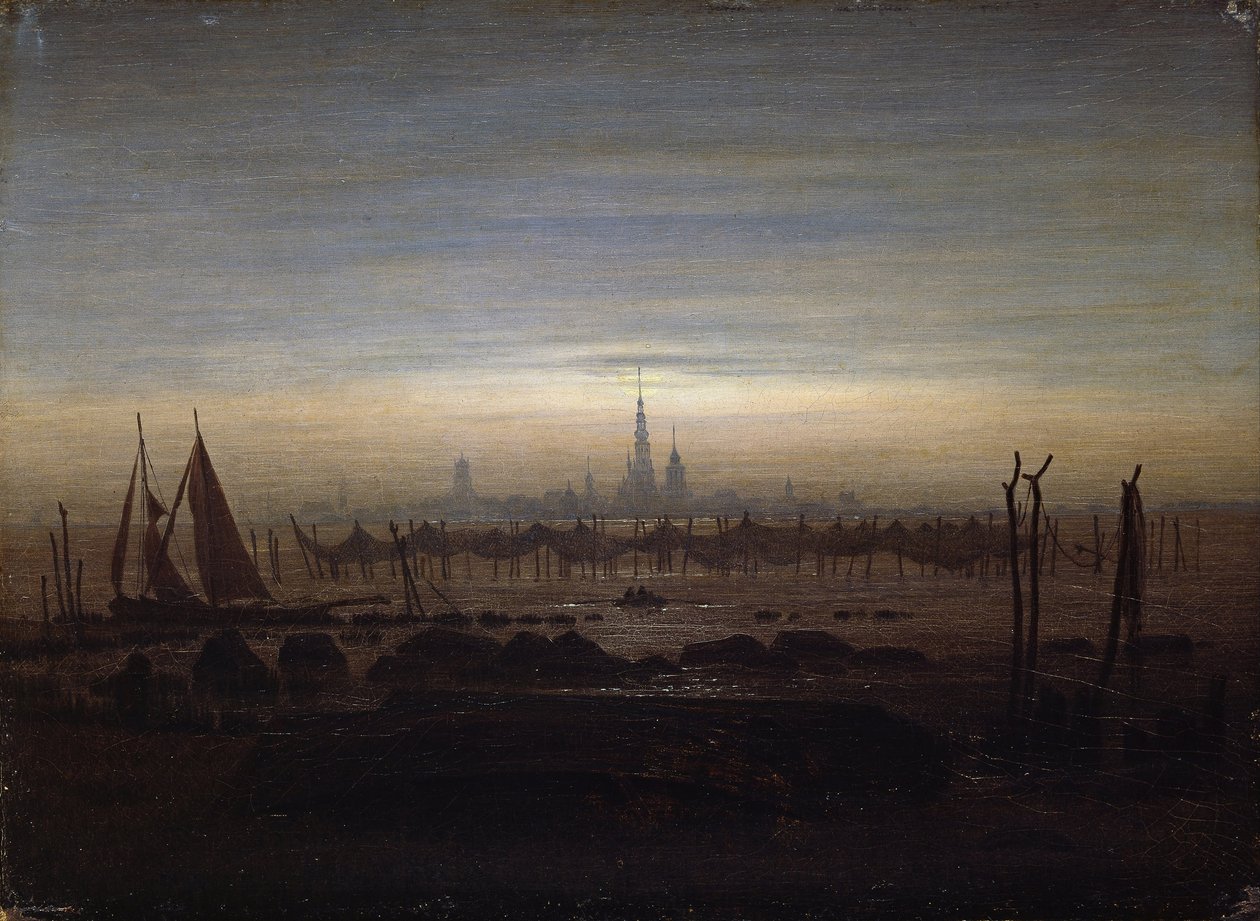 Greifswald holdfényben alkotó: Caspar David Friedrich