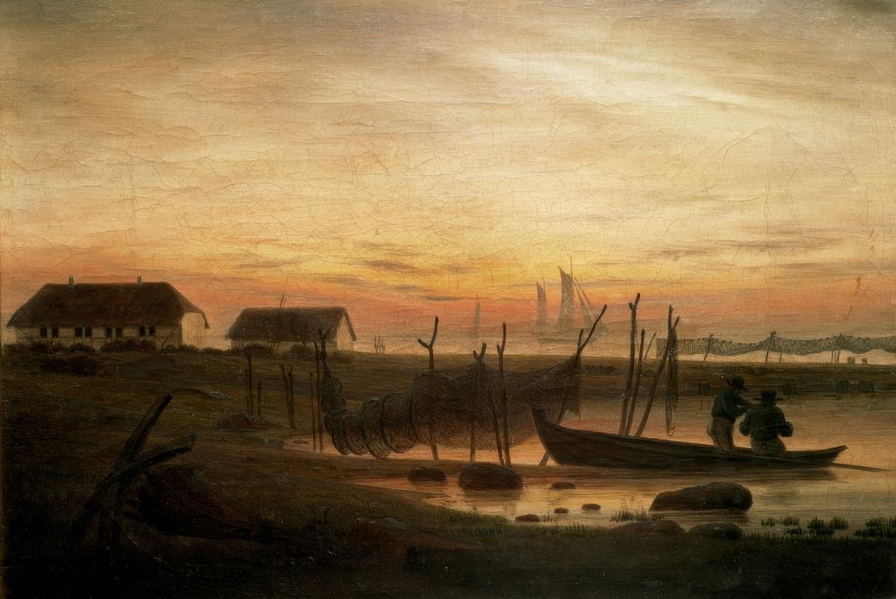 Tengerparti táj az esti fényben alkotó: Caspar David Friedrich