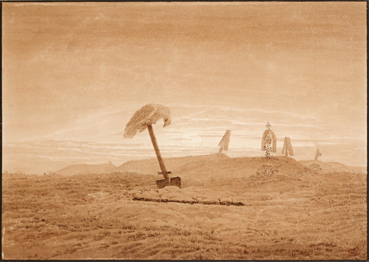 Táj sírokkal, 1836 körül alkotó: Caspar David Friedrich
