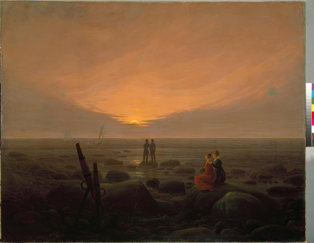 Hold kel a tenger mellett alkotó: Caspar David Friedrich
