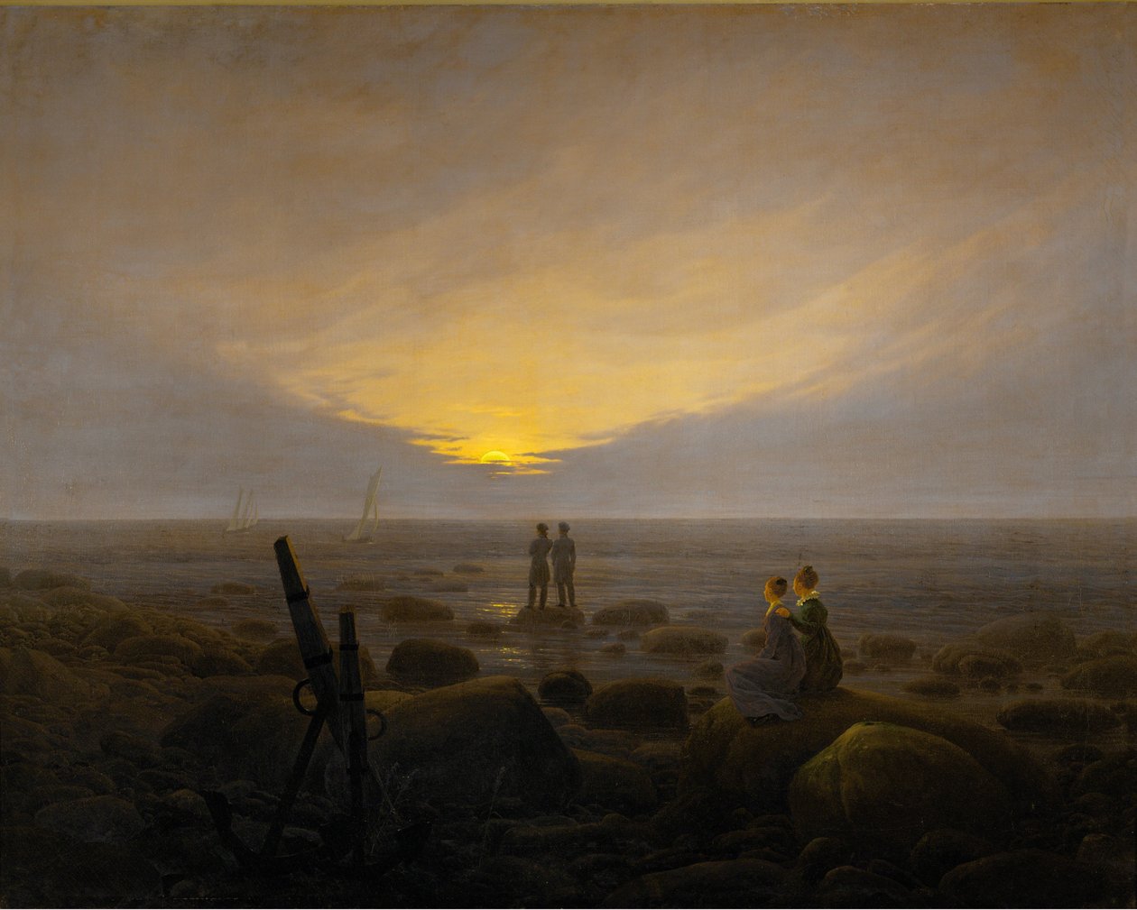 Hold emelkedik a tenger felett alkotó: Caspar David Friedrich