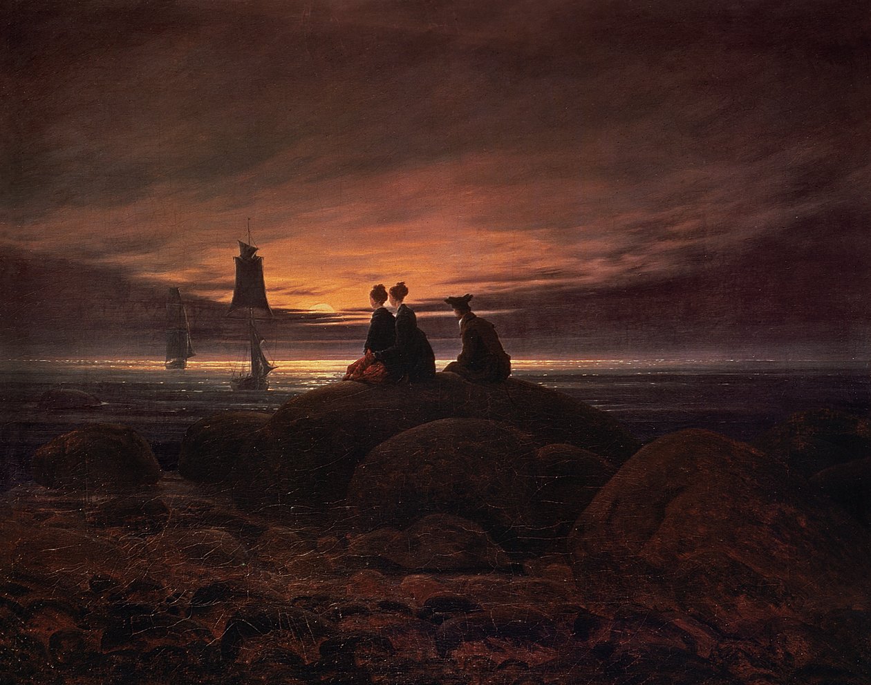 Hold emelkedik a tenger felett alkotó: Caspar David Friedrich