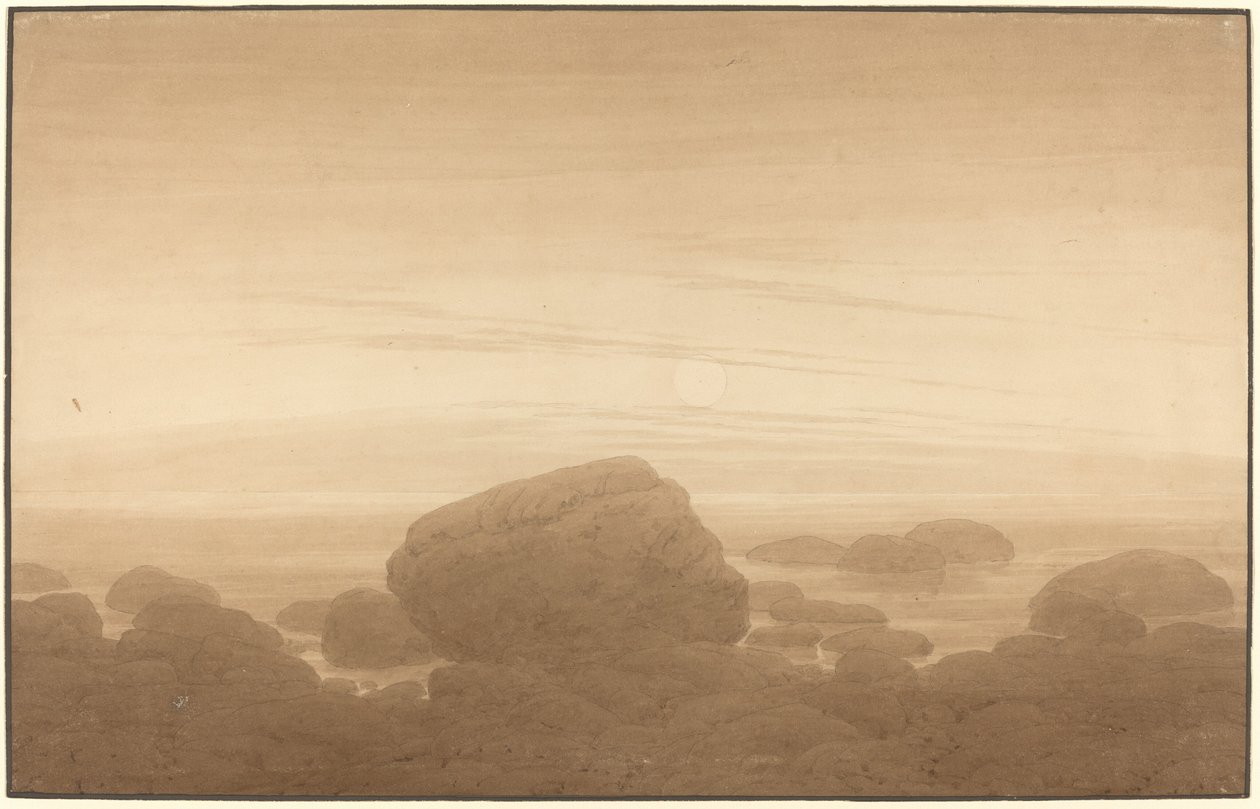 Holdkelte egy üres parton alkotó: Caspar David Friedrich