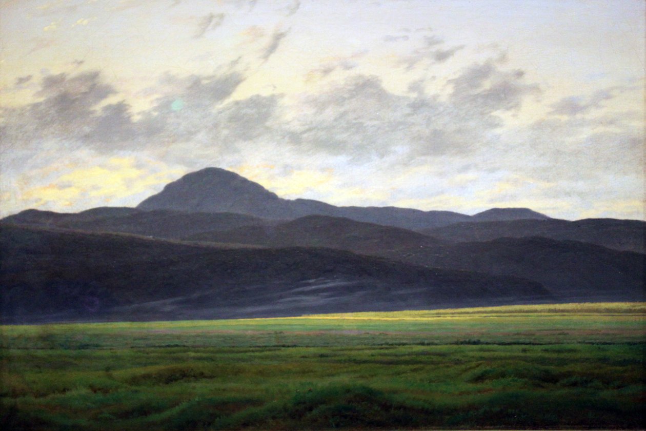 Hegyi táj Bohemisben alkotó: Caspar David Friedrich