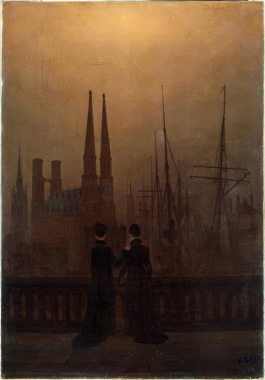 Éjszakai kikötő alkotó: Caspar David Friedrich