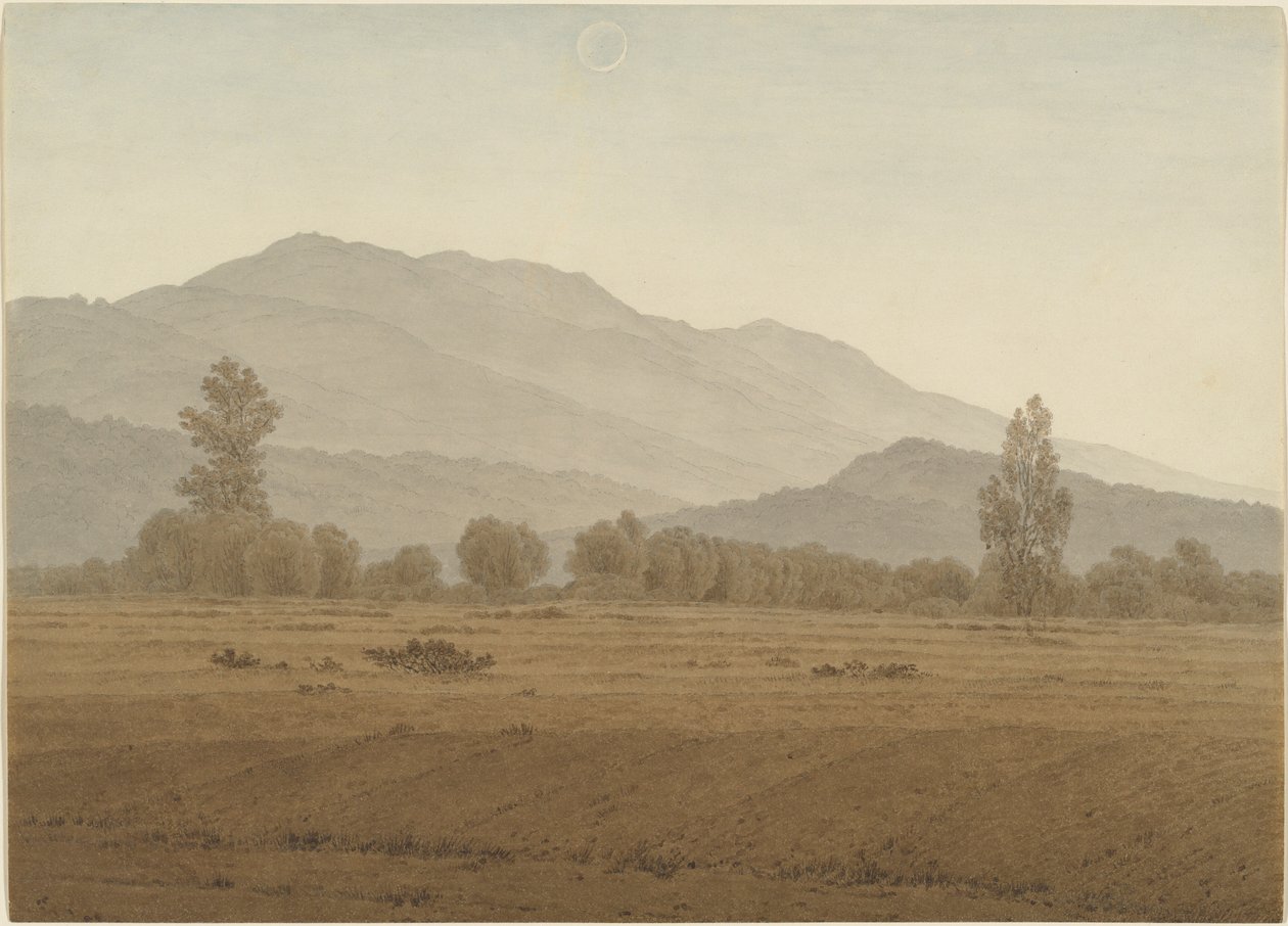 Újhold vagy napfogyatkozás a Riesengebirge-hegység felett alkotó: Caspar David Friedrich