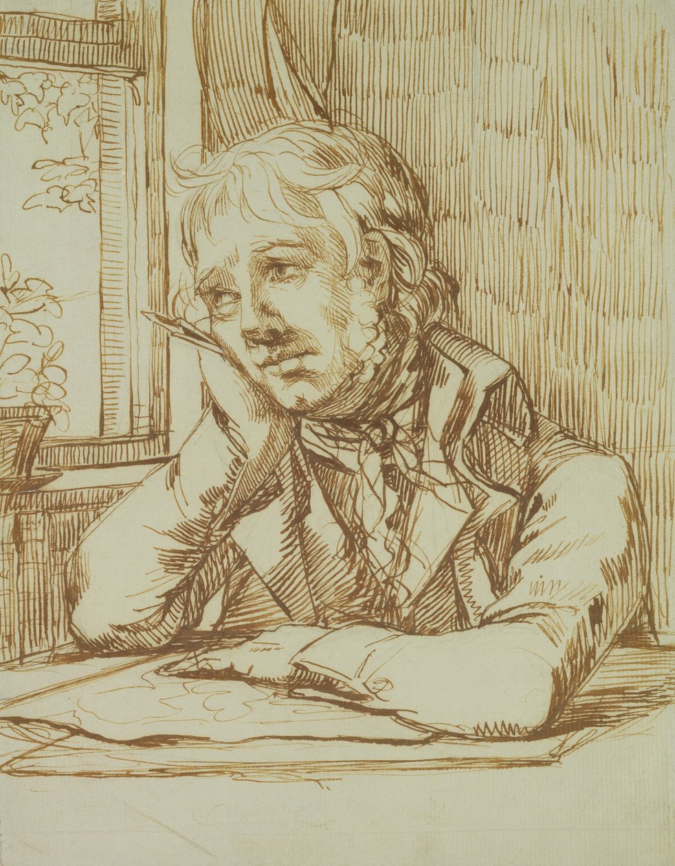 Önarckép megtámasztott karral alkotó: Caspar David Friedrich