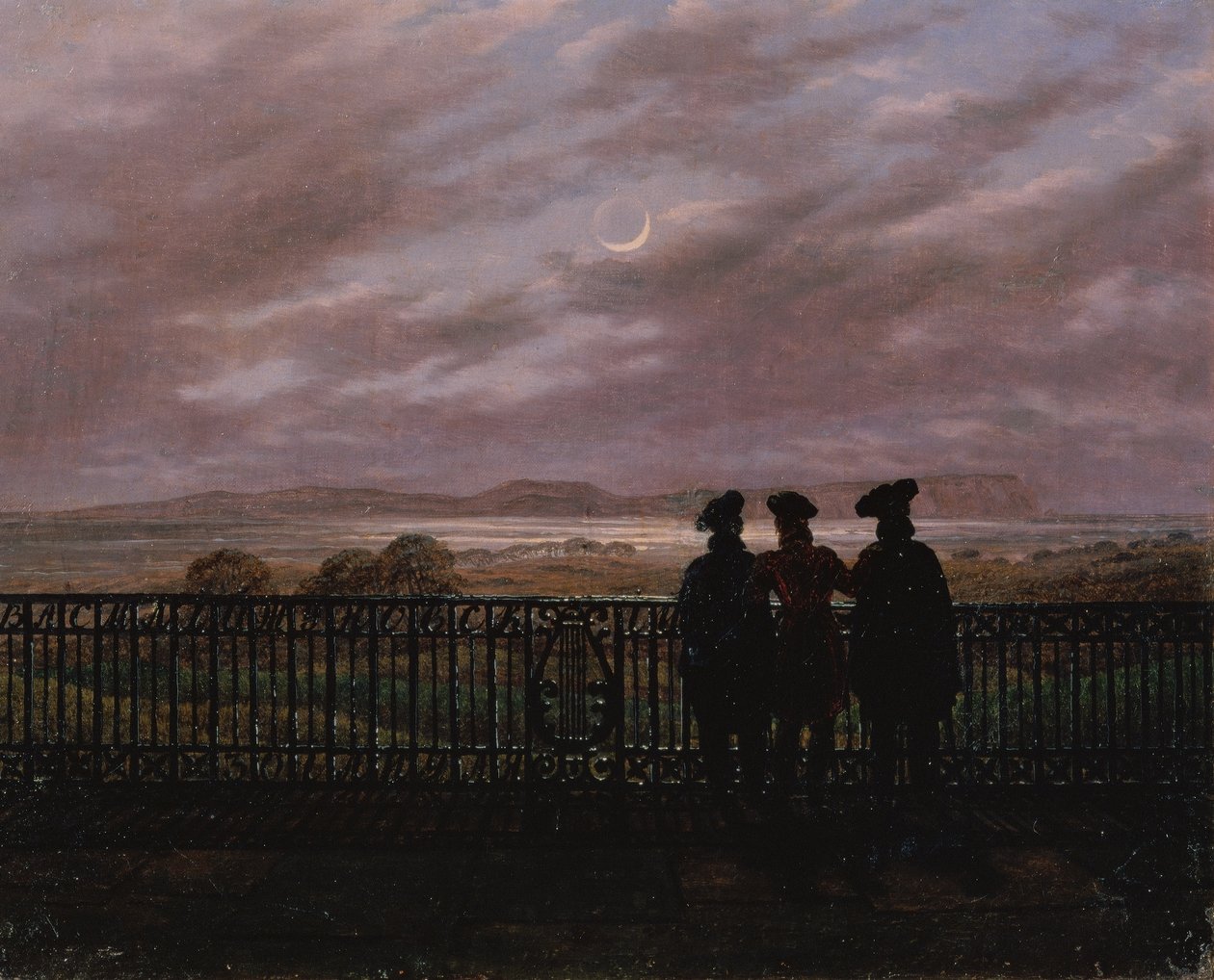 A költők Vaszilij Andrejevics Zsukovszkij (1783-1852), Szergejevics Ivan Turgenyev (1818-83) és Alekszandr Ivanovics Turgenyev (kb. 1784-1846), 1820-as évek vége (olaj, vászon) alkotó: Caspar David Friedrich