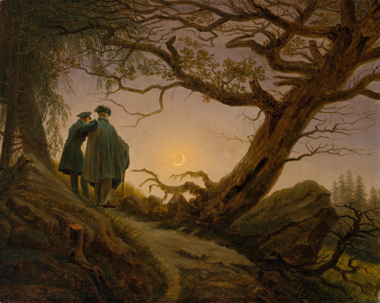 Két férfi szemléli a Holdat alkotó: Caspar David Friedrich