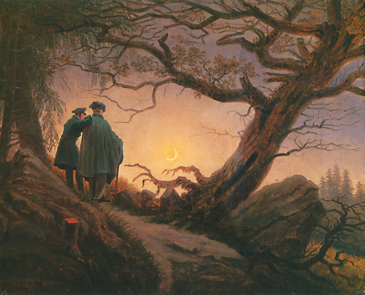 Két férfi szemléli a Holdat alkotó: Caspar David Friedrich