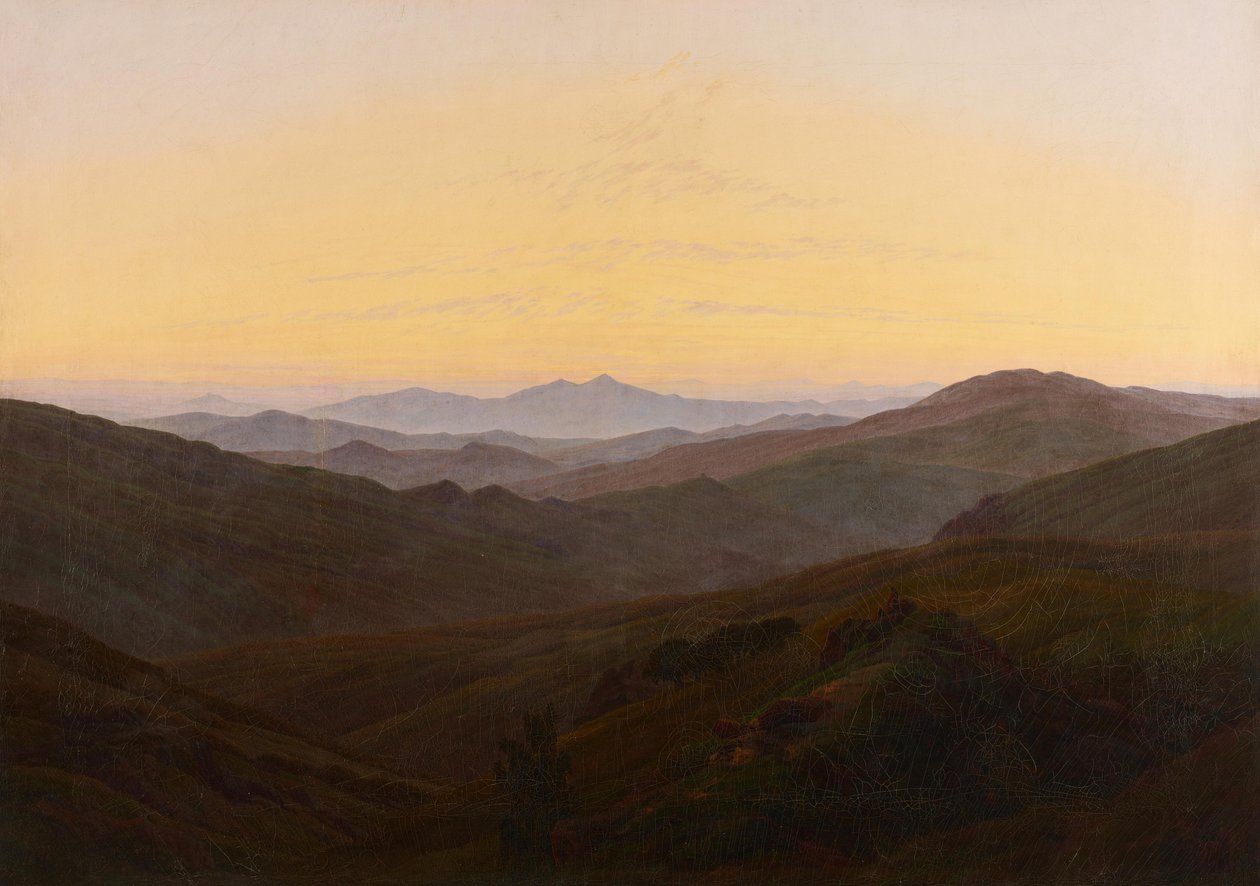 Napkelte előtt a hegyekben alkotó: Caspar David Friedrich