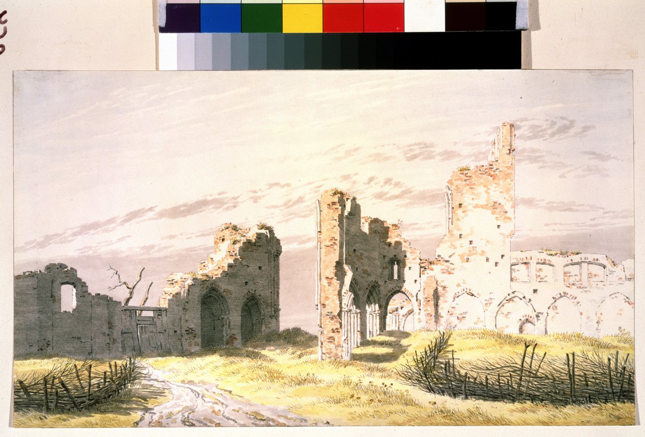 ""Kilátás egy kolostor romjaira Eldena kolostor Eldenben) Akvarell: Caspar David Friedrich (1774-1840) 19. századi Puskin Múzeum Moszkva alkotó: Caspar David Friedrich