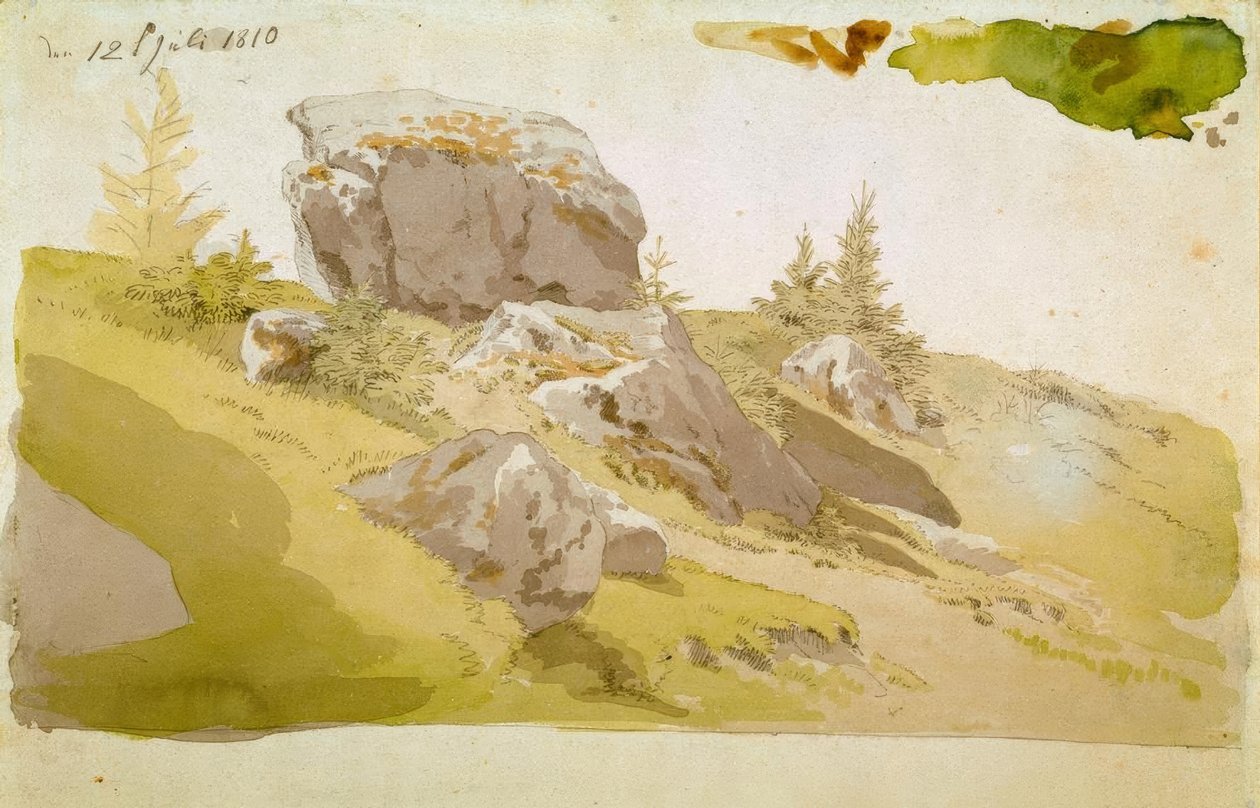 Rét sziklákkal az Óriás-hegységben alkotó: Caspar David Friedrich