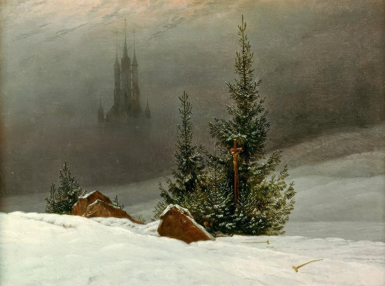 Téli táj templommal alkotó: Caspar David Friedrich