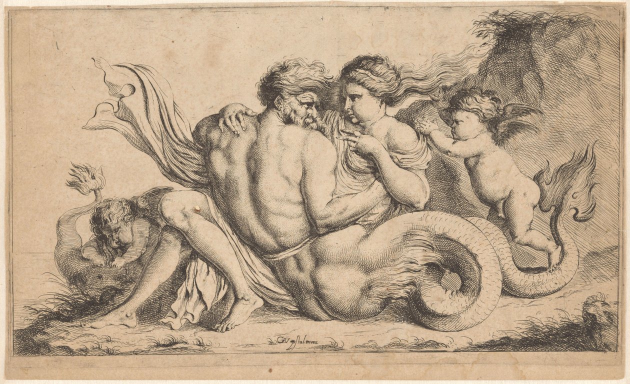 Triton egy nimfa alkotó: Caspar Jacob van Opstal (II) (attributed to)