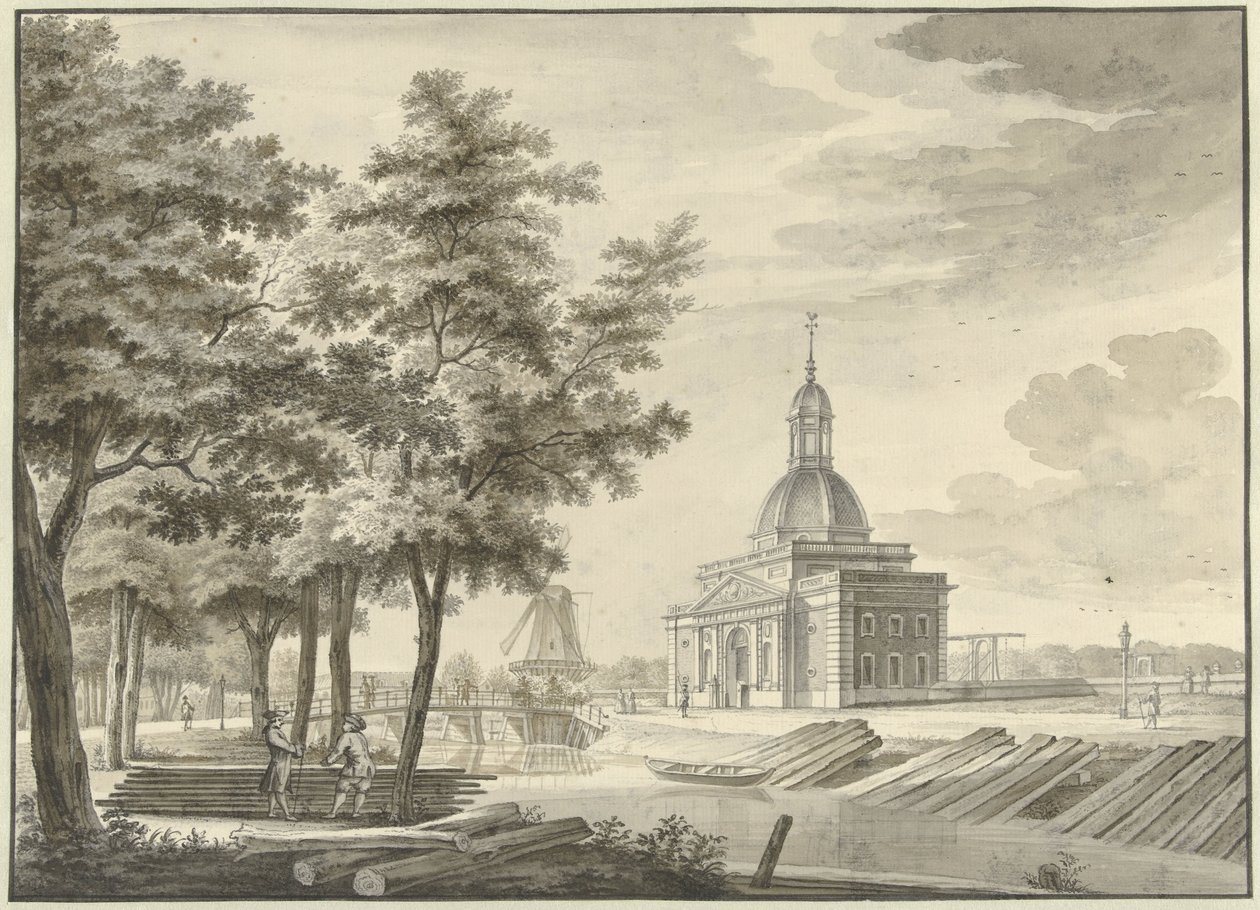 Kilátás az újonnan épült Muiderpoortra, 1771 alkotó: Caspar Jacobsz. Philips