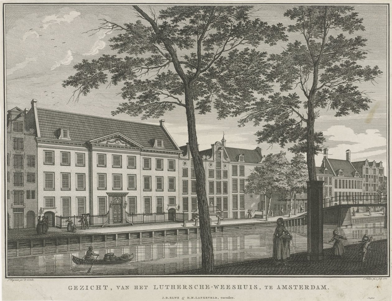 Kilátás az amszterdami evangélikus árvaházra A Luthersche Árvaház arca Amszterdamban (cím a tárgyon) alkotó: Caspar Jacobsz. Philips